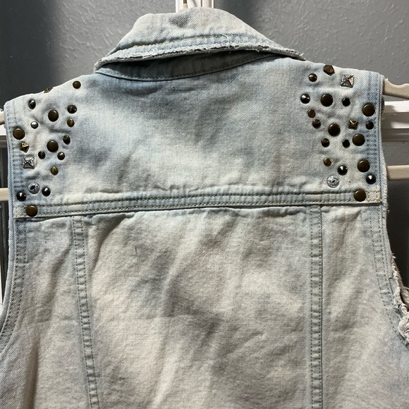 Free People Studded Light Wash Jean Vest - Picture 8 of 16